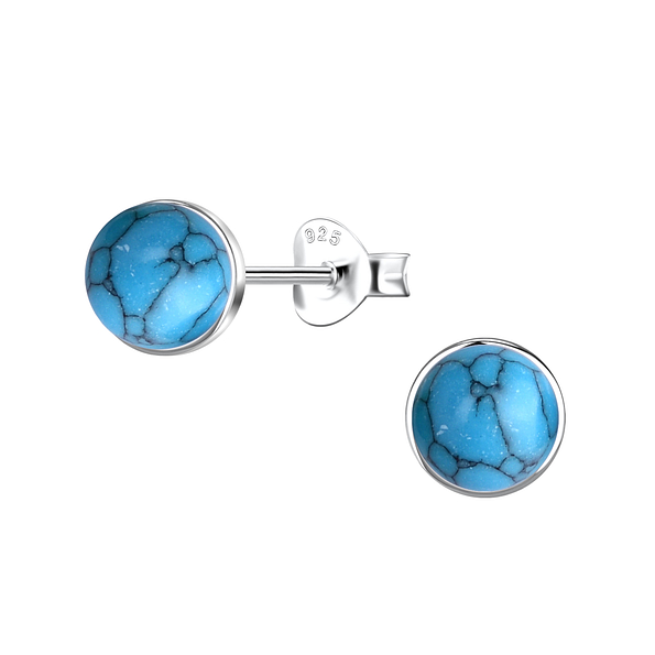 Wholesale 6mm Round Imitation Stone Sterling Silver Ear Studs - JD24408