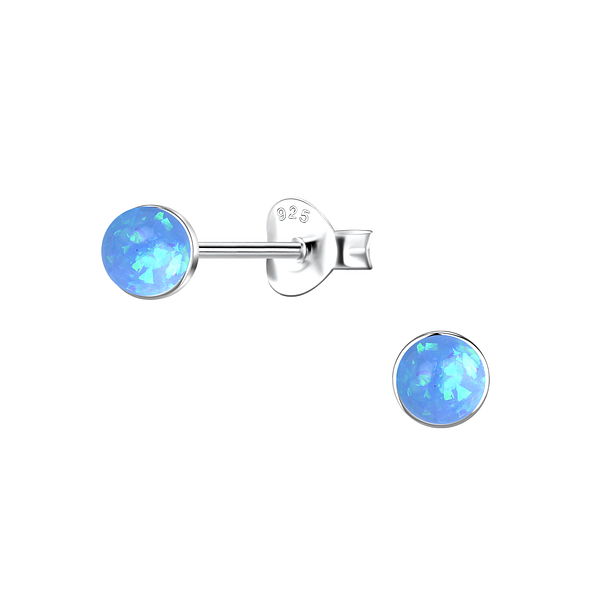 Wholesale 4mm Round Resin Opal Sterling Silver Ear Studs - JD24418