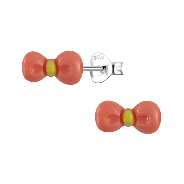 Wholesale Sterling Silver Ear Studs with Resin Bow - JD23734