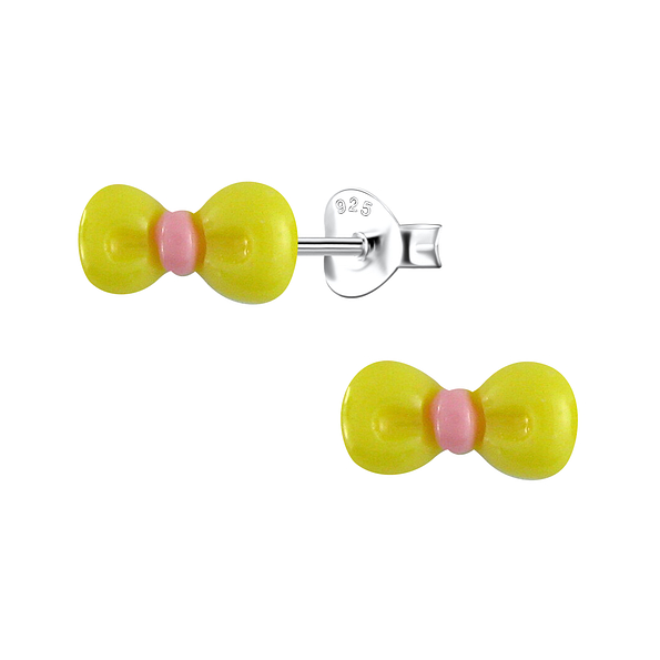 Wholesale Sterling Silver Ear Studs with Resin Bow - JD23737
