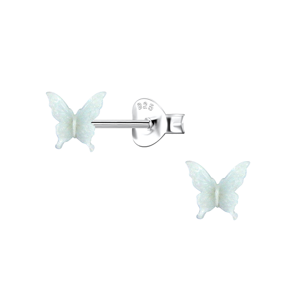 Wholesale Sterling Silver Ear Studs with Resin Butterfly - JD23742 Wholesale Sterling Silver Ear Studs with Resin Butterfly - JD23742