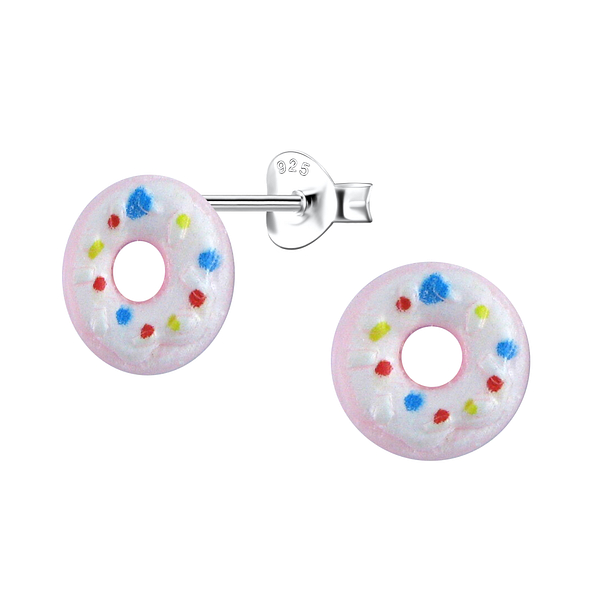 Wholesale Sterling Silver Ear Studs with Resin Donut  - JD23744