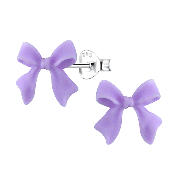 Wholesale Sterling Silver Ear Studs with Resin Bow - JD23754