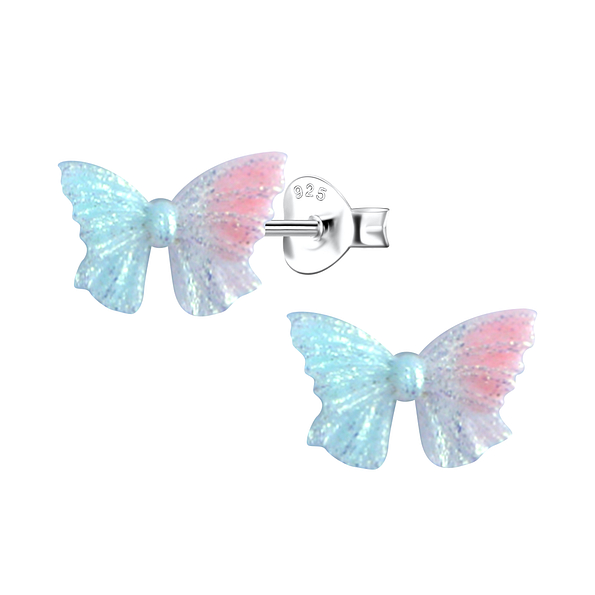 Wholesale Sterling Silver Ear Studs with Resin Bow - JD23755