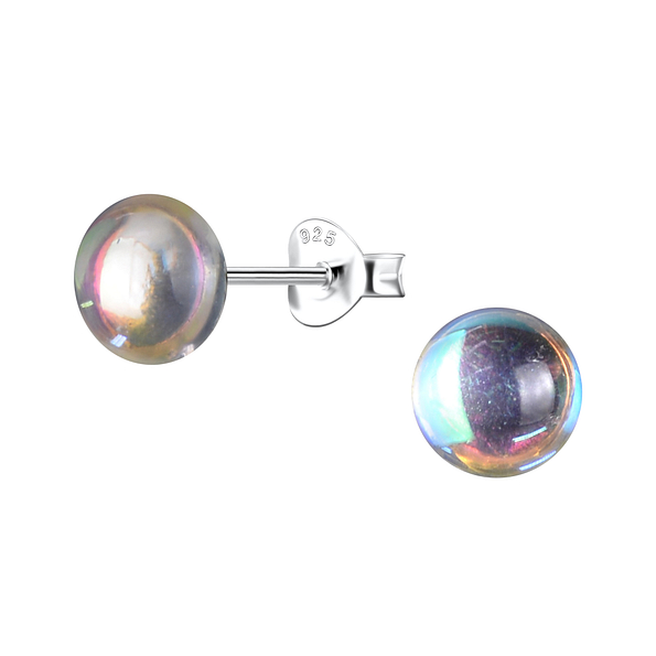 Wholesale Sterling Silver Ear Studs with Resin Round - JD24319 Wholesale Sterling Silver Ear Studs with Resin Round - JD24319