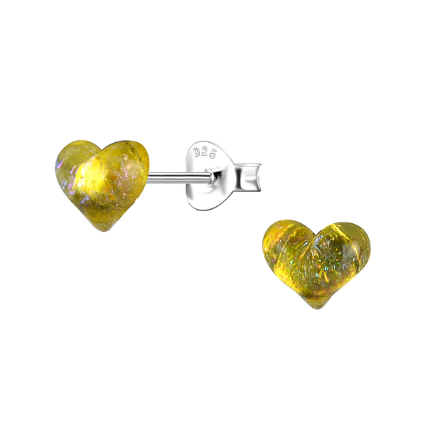 Wholesale Sterling Silver Ear Studs with Resin Heart - JD24329