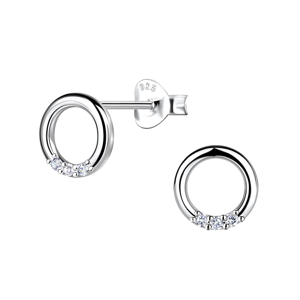 Wholesale Sterling Silver Circle Ear Studs - JD24076 Wholesale Sterling Silver Circle Ear Studs - JD24076