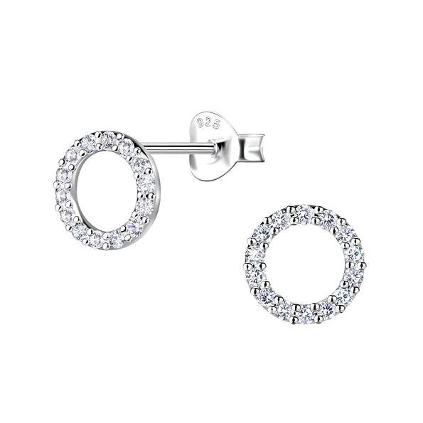 Wholesale Sterling Silver Circle Ear Studs - JD24078 Wholesale Sterling Silver Circle Ear Studs - JD24078