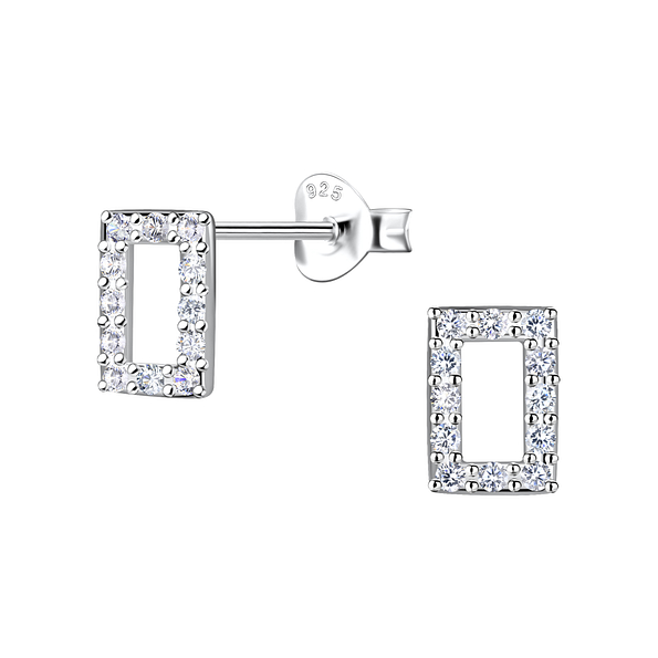Wholesale Sterling Silver Rectangle Ear Studs - JD24079