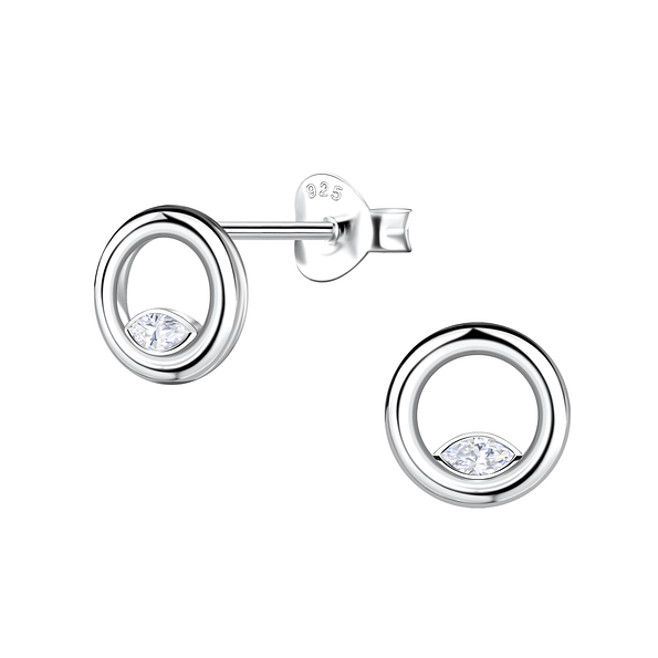 Wholesale Sterling Silver Circle Ear Studs - JD24081 Wholesale Sterling Silver Circle Ear Studs - JD24081