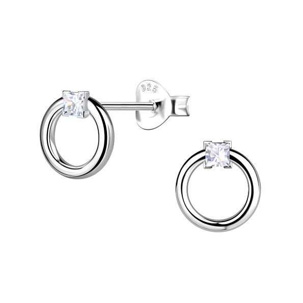 Wholesale Sterling Silver Circle Ear Studs - JD24082 Wholesale Sterling Silver Circle Ear Studs - JD24082