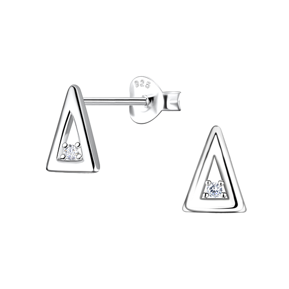 Wholesale Sterling Silver Triangle Ear Studs - JD24089 Wholesale Sterling Silver Triangle Ear Studs - JD24089