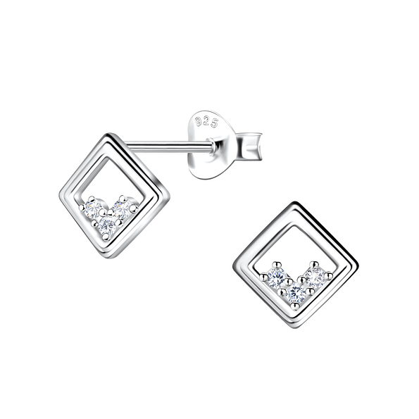 Wholesale Sterling Silver Square Ear Studs - JD24091