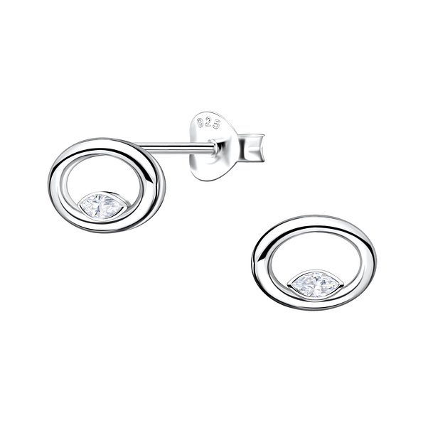 Wholesale Sterling Silver Oval Ear Studs - JD24092
