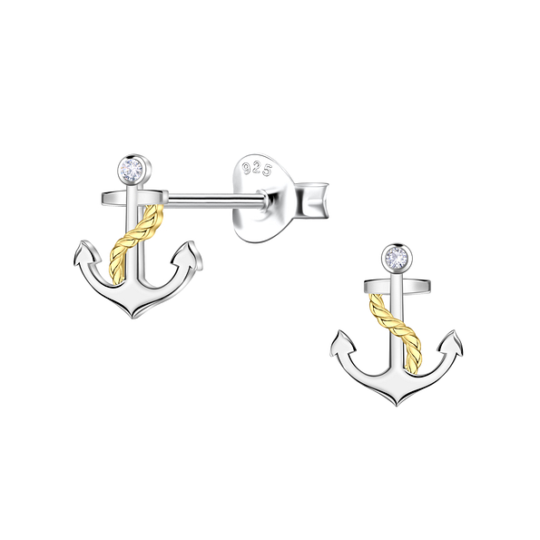 Wholesale Sterling Silver Anchor Ear Studs - JD24360 Wholesale Sterling Silver Anchor Ear Studs - JD24360