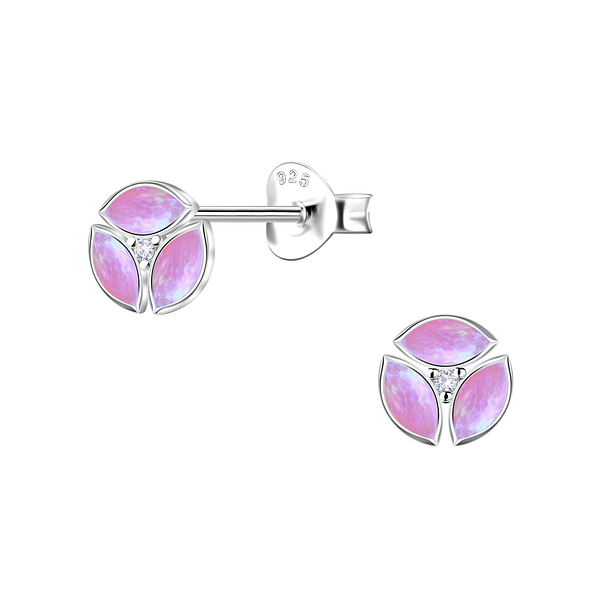 Wholesale Sterling Silver Geometric Opal Ear Studs - JD23641 Wholesale Sterling Silver Geometric Opal Ear Studs - JD23641