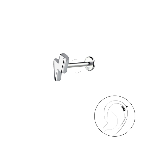 Wholesale Sterling Silver Thunder Bolt with Titanium Labret - JD22862