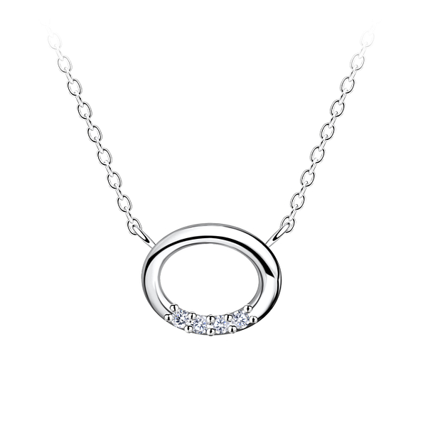 Wholesale Sterling Silver Oval Necklace - JD24170 Wholesale Sterling Silver Oval Necklace - JD24170