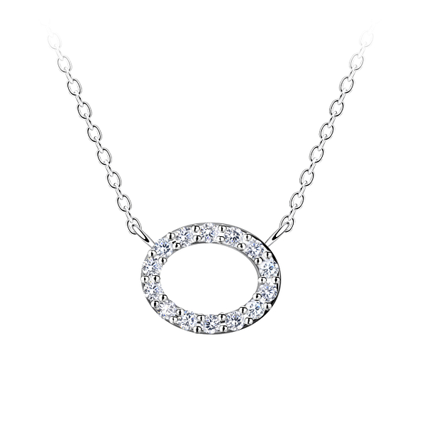 Wholesale Sterling Silver Oval Necklace - JD24171 Wholesale Sterling Silver Oval Necklace - JD24171
