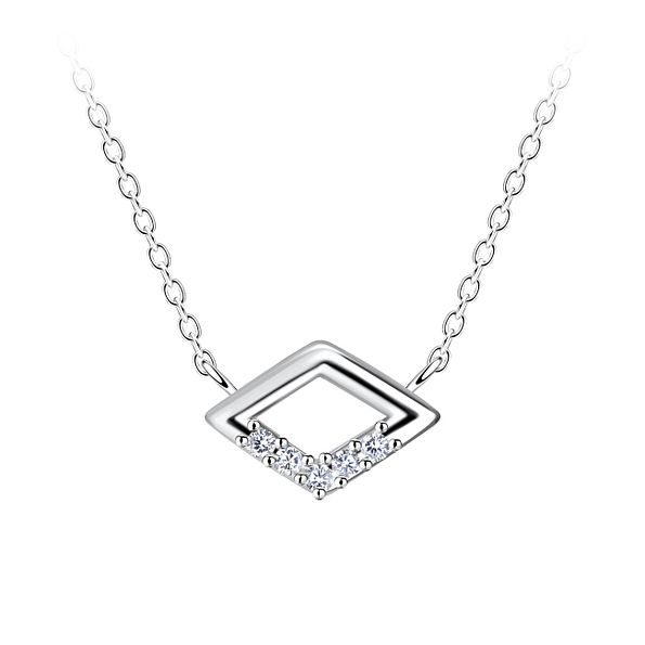 Wholesale Sterling Silver Diamond Shaped Necklace - JD24180