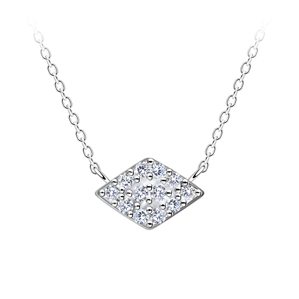 Wholesale Sterling Silver Diamond Shaped Necklace - JD24182