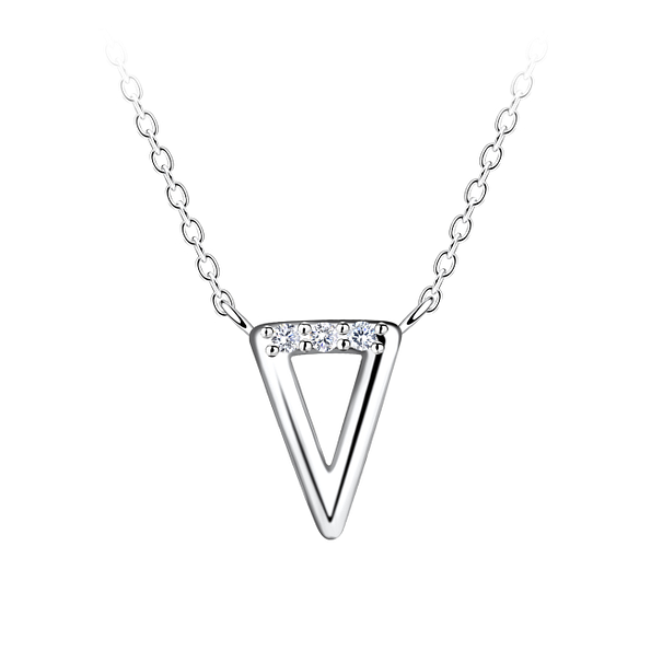 Wholesale Sterling Silver Triangle Necklace - JD24185 Wholesale Sterling Silver Triangle Necklace - JD24185