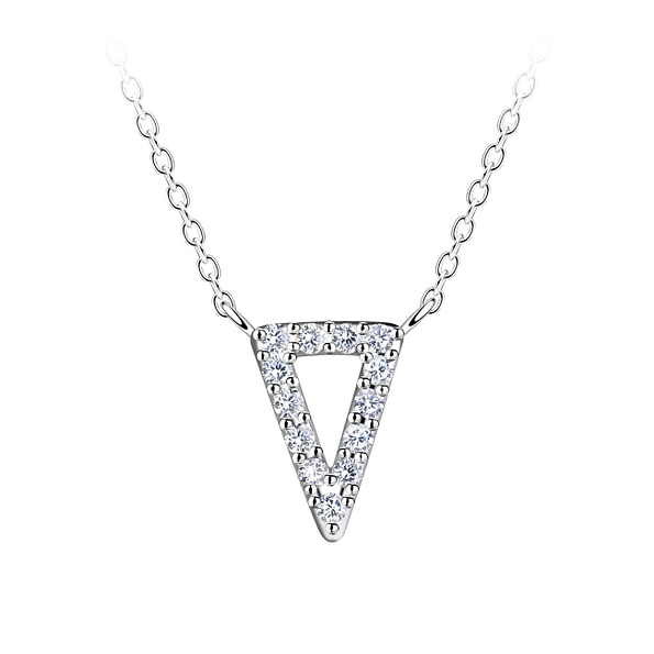 Wholesale Sterling Silver Triangle Necklace - JD24186 Wholesale Sterling Silver Triangle Necklace - JD24186