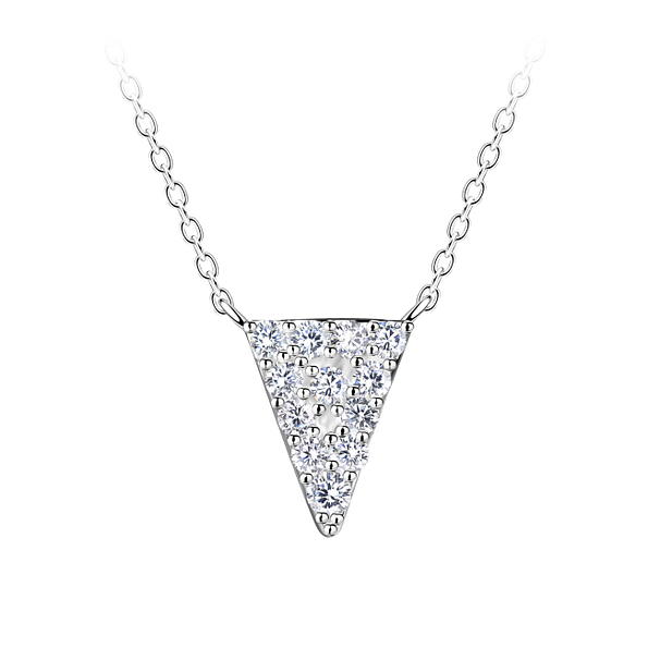 Wholesale Sterling Silver Triangle Necklace - JD24187 Wholesale Sterling Silver Triangle Necklace - JD24187