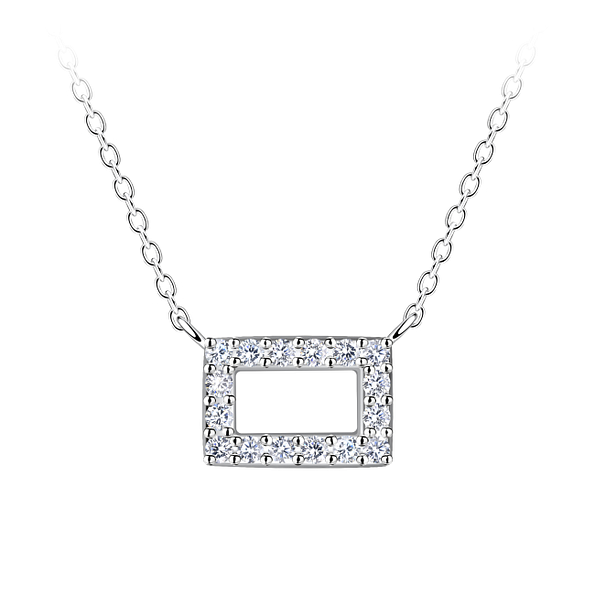 Wholesale Sterling Silver Rectangle Necklace - JD24191 Wholesale Sterling Silver Rectangle Necklace - JD24191