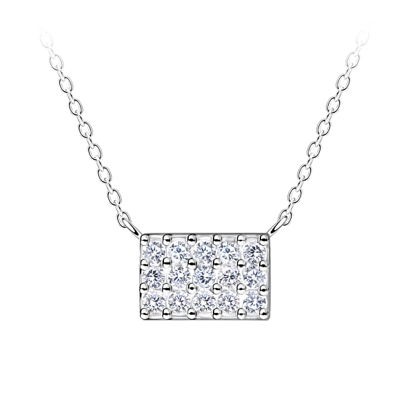Wholesale Sterling Silver Rectangle Necklace - JD24192 Wholesale Sterling Silver Rectangle Necklace - JD24192