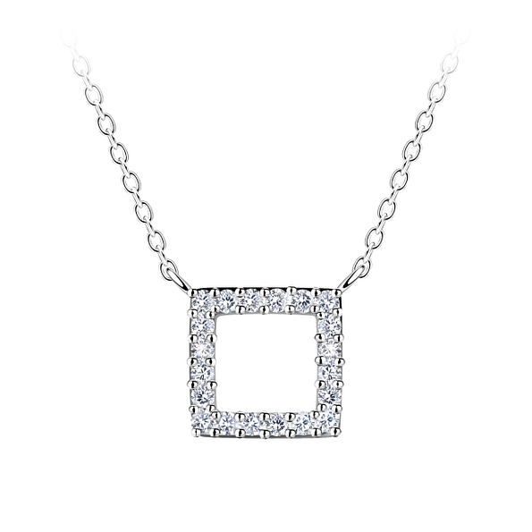 Wholesale Sterling Silver Square Necklace - JD24196