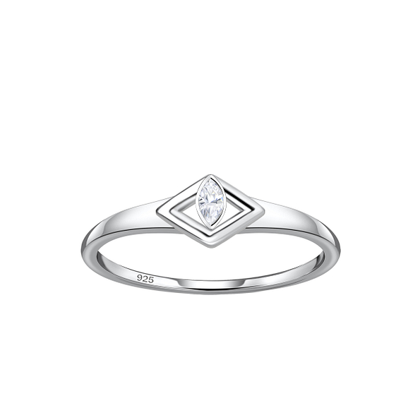 Wholesale Sterling Silver Diamond Shaped Ring - JD24115