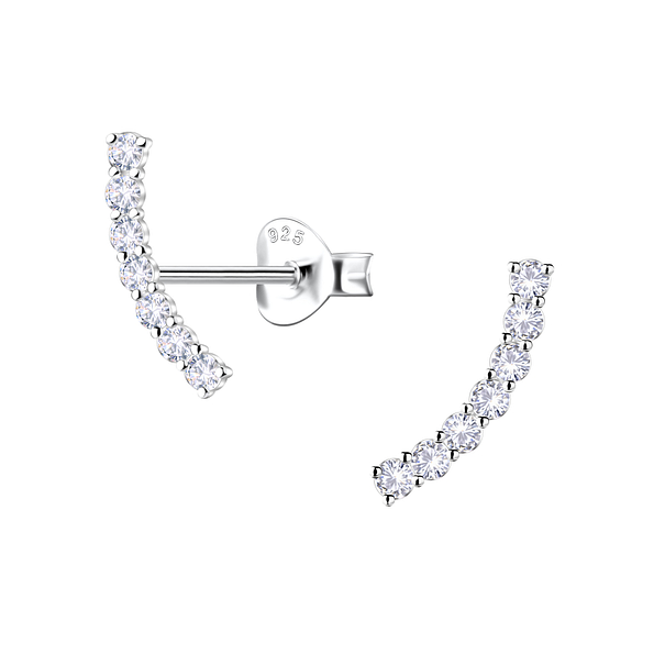 Wholesale Sterling Silver Curved Ear Studs - JD24489 Wholesale Sterling Silver Curved Ear Studs - JD24489
