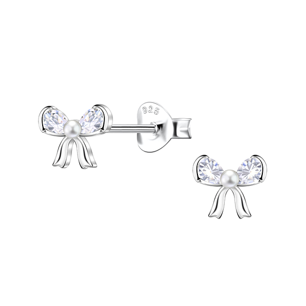 Wholesale Sterling Silver Bow Ear Studs - JD24426 Wholesale Sterling Silver Bow Ear Studs - JD24426