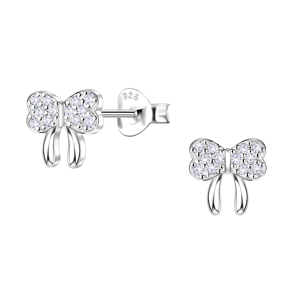 Wholesale Sterling Silver Bow Ear Studs - JD24429