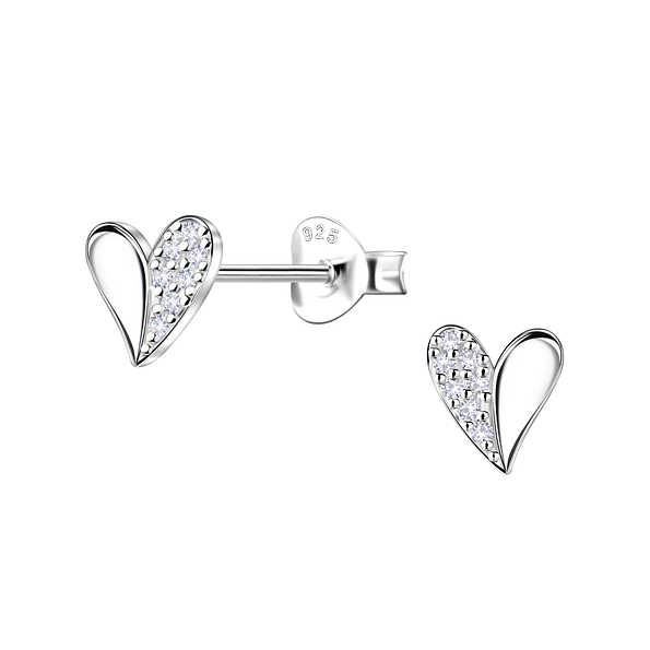 Wholesale Sterling Silver Heart Ear Studs - JD24431 Wholesale Sterling Silver Heart Ear Studs - JD24431