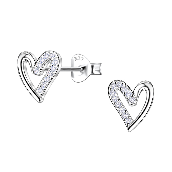 Wholesale Sterling Silver Heart Ear Studs - JD24432