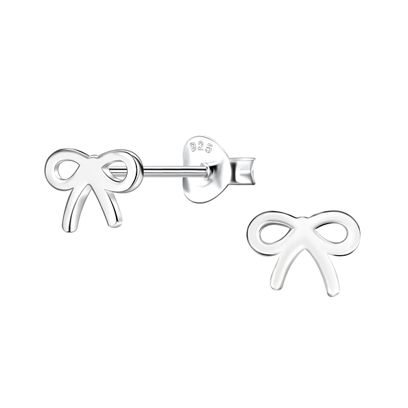 Wholesale Sterling Silver Bow Ear Studs - JD24439