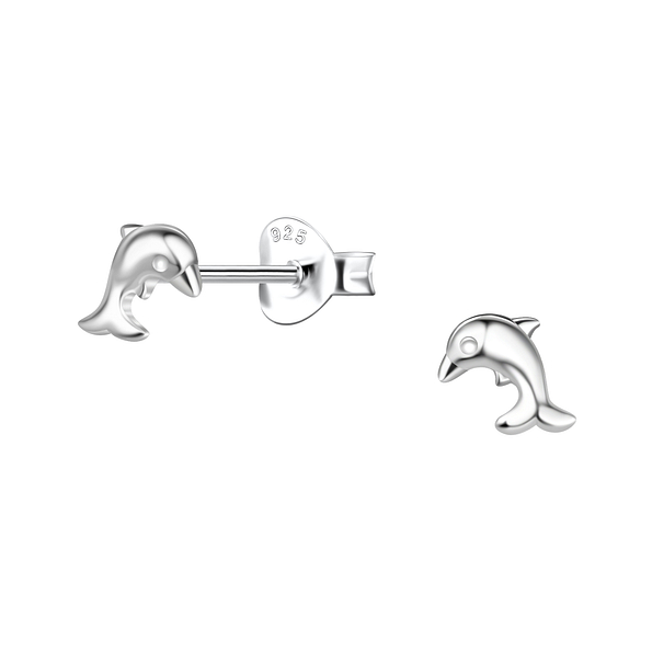 Wholesale Sterling Silver Dolphin Ear Studs - JD24443 Wholesale Sterling Silver Dolphin Ear Studs - JD24443