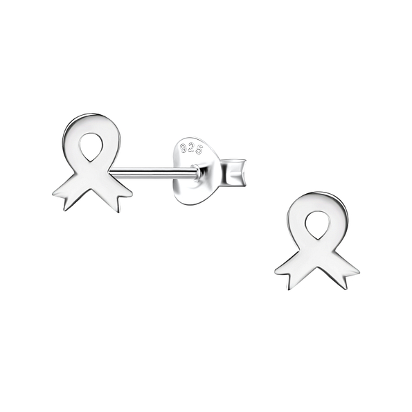 Wholesale Sterling Silver Ribbon Ear Studs - JD24460