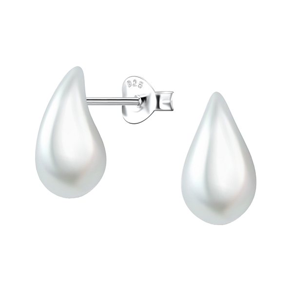 Wholesale Sterling Silver Ear Studs with Teardrop Pearl - JD23758 Wholesale Sterling Silver Ear Studs with Teardrop Pearl - JD23758