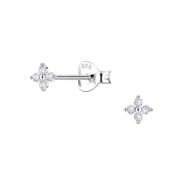 Wholesale Sterling Silver Flower Ear Studs - JD23177 Wholesale Sterling Silver Flower Ear Studs - JD23177