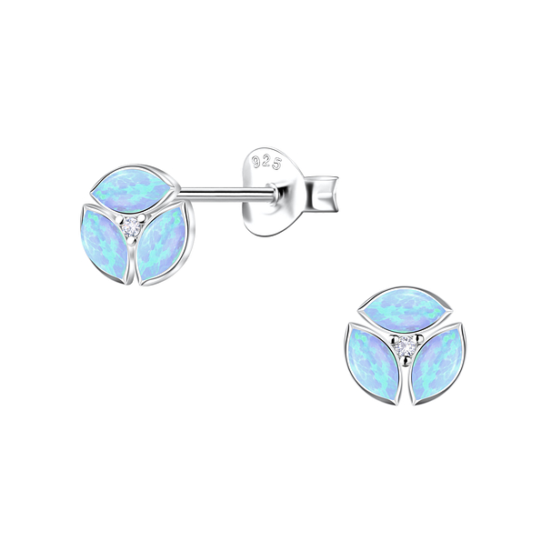 Wholesale Sterling Silver Geometric Opal Ear Studs - JD23640