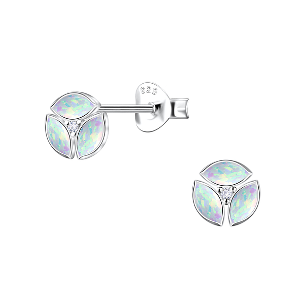Wholesale Sterling Silver Geometric Opal Ear Studs - JD23642