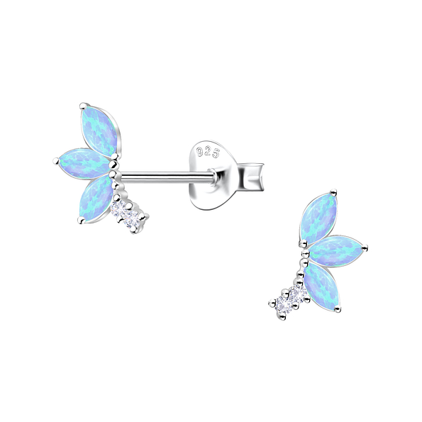 Wholesale Sterling Silver Geometric Opal Ear Studs - JD23655 Wholesale Sterling Silver Geometric Opal Ear Studs - JD23655