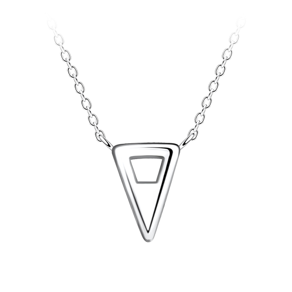 Wholesale Sterling Silver Triangle Necklace - JD24184 Wholesale Sterling Silver Triangle Necklace - JD24184