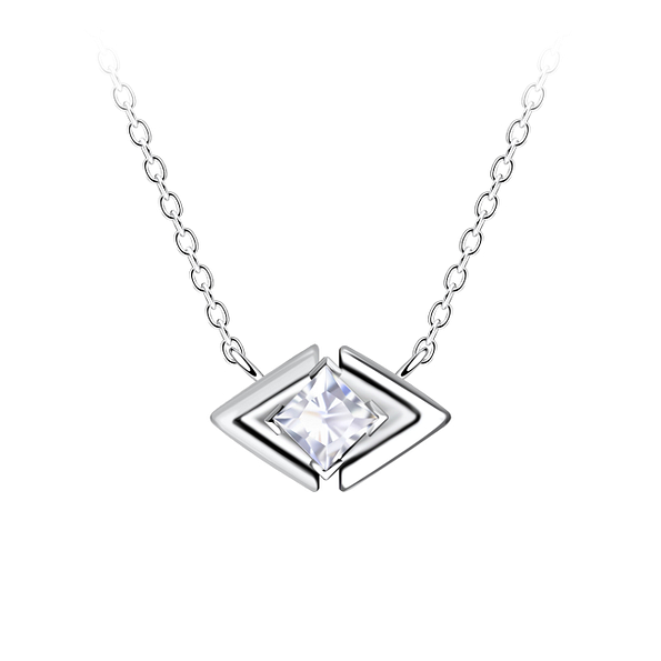 Wholesale Sterling Silver Diamond Shaped Necklace - JD24155