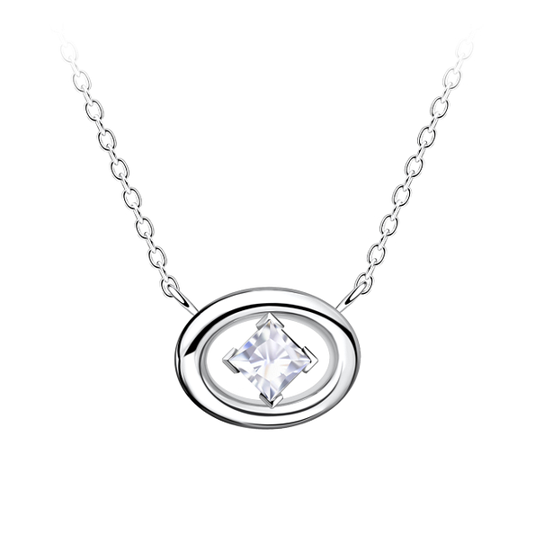 Wholesale Sterling Silver Oval Necklace - JD24160 Wholesale Sterling Silver Oval Necklace - JD24160