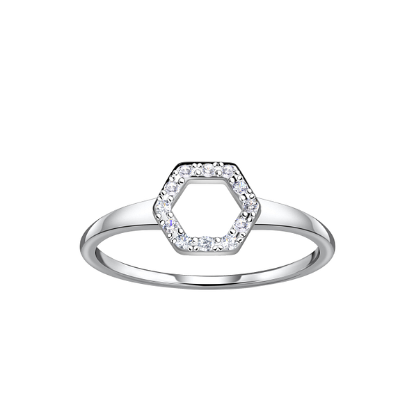 Wholesale Sterling Silver Hexagon Ring - JD24097 Wholesale Sterling Silver Hexagon Ring - JD24097