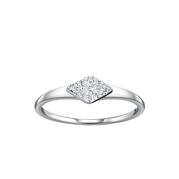 Wholesale Sterling Silver Diamond Shaped Ring - JD24101 Wholesale Sterling Silver Diamond Shaped Ring - JD24101
